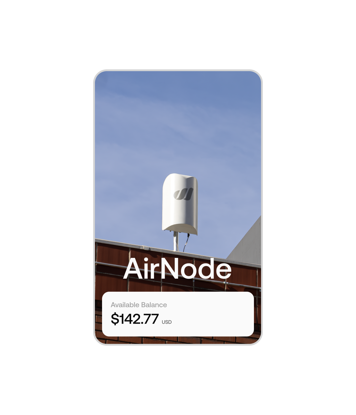 An AirNode on a rooftop with an owner's earnings balance